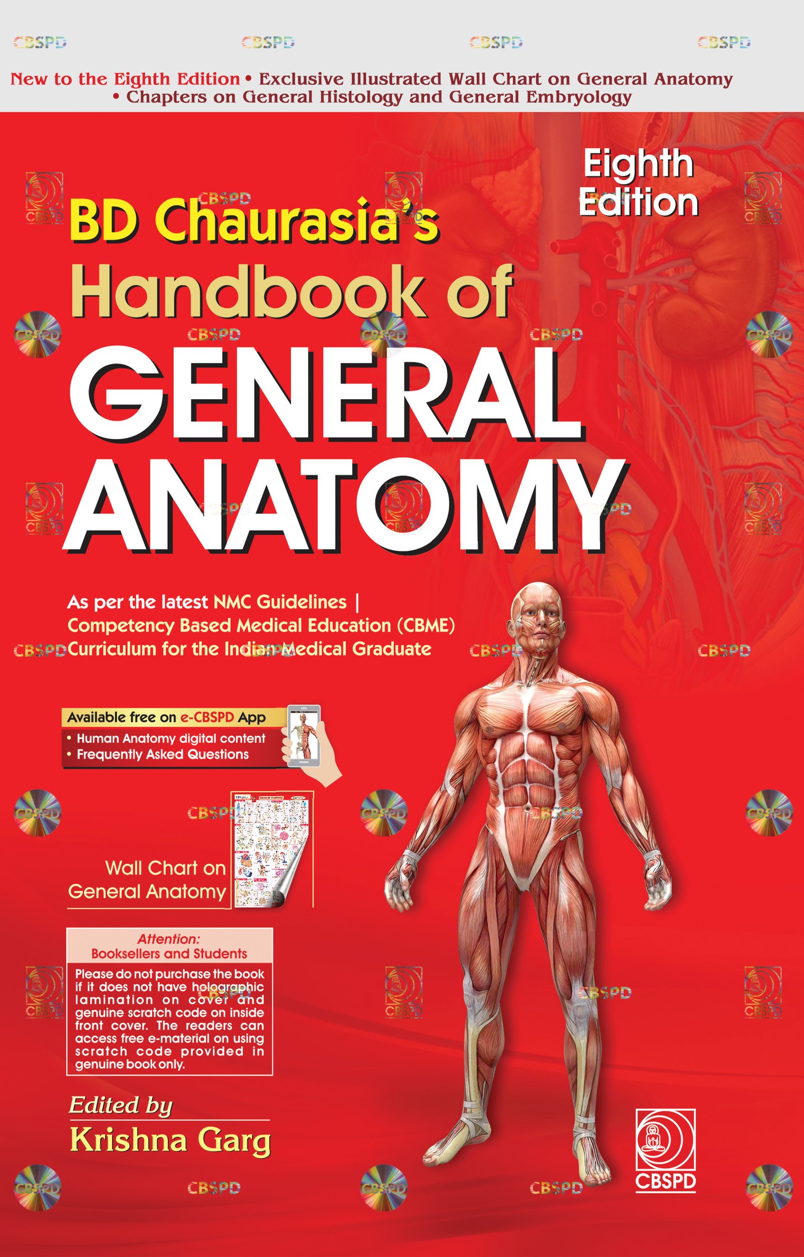BD Chaurasia’s Handbook of General Anatomy + Free Wall Chart 8th Edition 2027, ISBN- 9788169030489