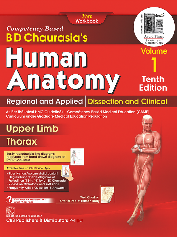 BD Chaurasia Human Anatomy Volume 1, 10th Edition 2024 Book Type: Paperback
