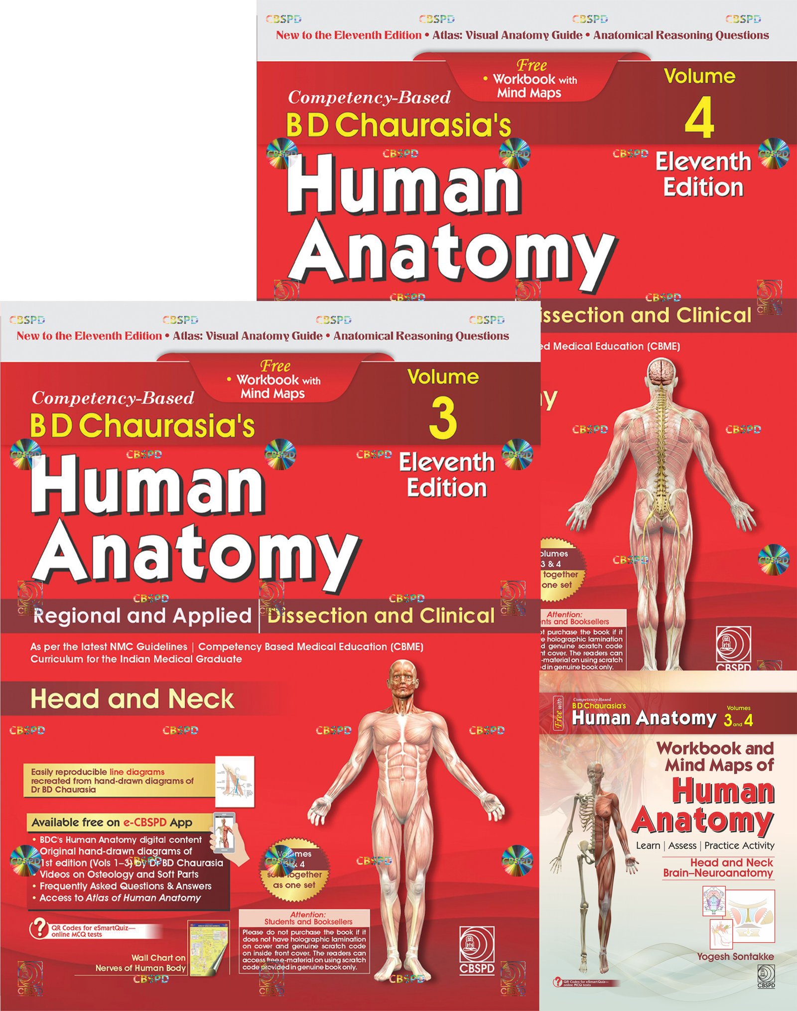 Competency–Based BD Chaurasia’s Human Anatomy: Regional and Applied; Dissection and Clinical (Vol. 3 & 4): Free Workbooks with Mind Maps, 11th Edition 2027, ISBN- 9788169441162