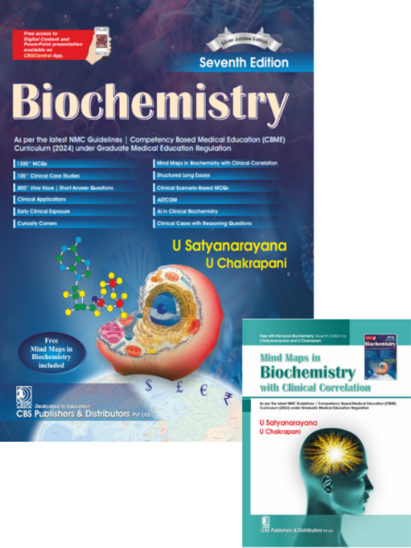 satyanarayana ,u satyanarayana Biochemistry - Satyanarayana - 7th/Ed. 2026 + Packed Inside Free Mind Maps in Biochemistry - Set of 2 Books [ORIGINAL BOOKS-TOP GRADE PAPER & PRINT] - For 2026