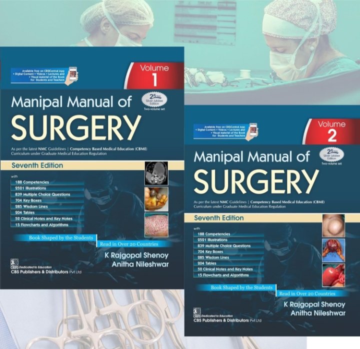K Rajgopal Shenoy and 1 more Manipal Manual Of Surgery 7Ed 2 Vol Set (Pb 2025) (Cbme Edition