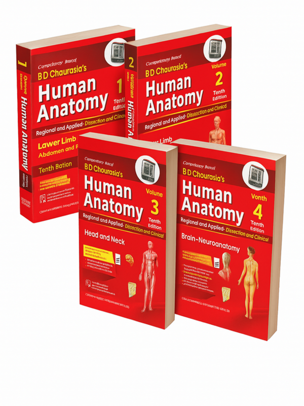 BD Chaurasia's (BDC)Human Anatomy, Set of vol1,2,3&4,  10th Edition 2024, Book Type: Paperback